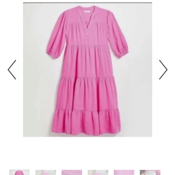 Lou & Grey Loft Small Cotton Tiered Dress Pink Pockets Maxi Travel - Picture 1 of 13